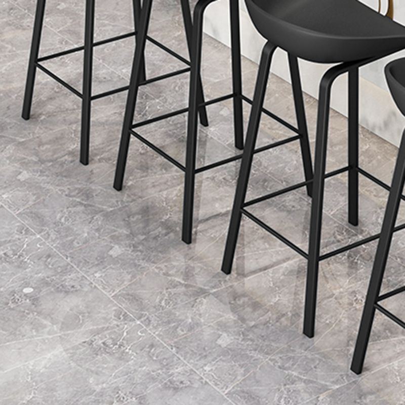 Contemporary Plastic Backrest Counter High Stool with 4 Legs