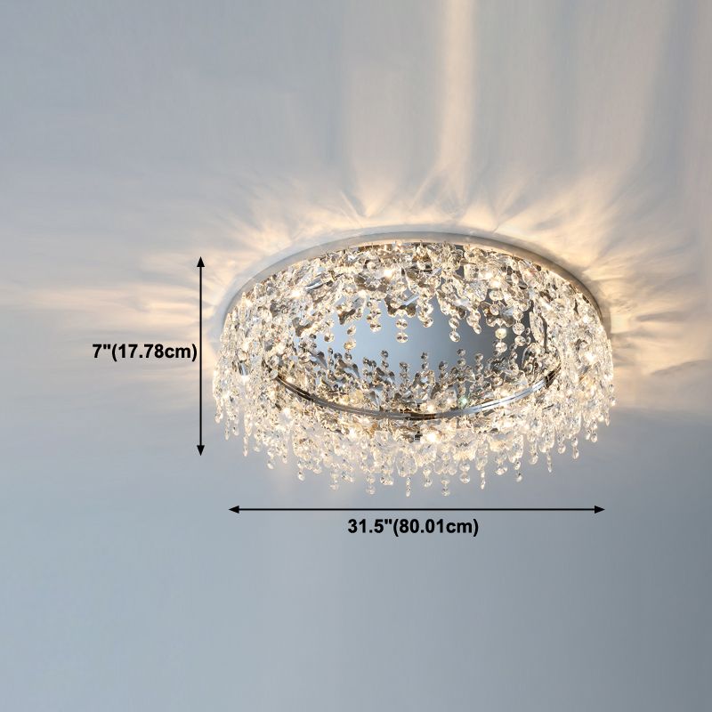 Contemporary Flush Light Fixtures Fringed Crystal Flush Mount Lampen in Silber