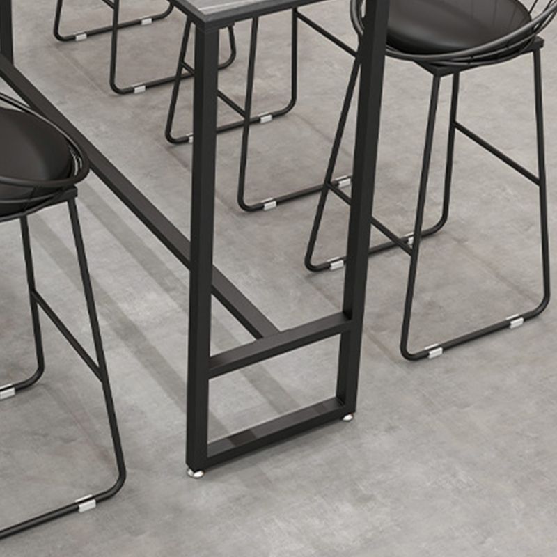 Black and Metal Base Table Industrial Rectangle Sintered Stone Bar Table