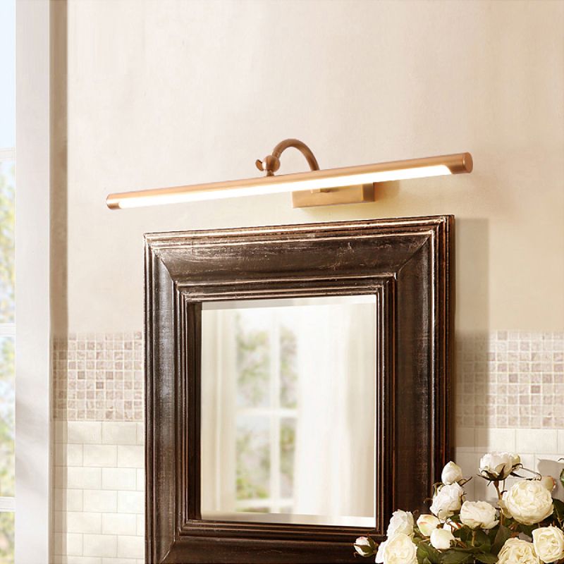 Accensione a parete lineare in metallo a 1 luce moderna Specchio da parete Montaggio di montaggio in ottone