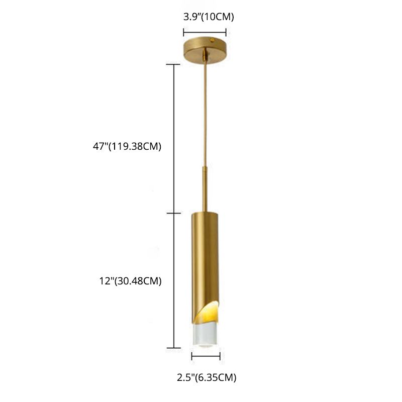 1-licht cilindrisch LED hangend licht in moderne luxe stijl smeedijzeren hanglamp met heldere acrylschaduw