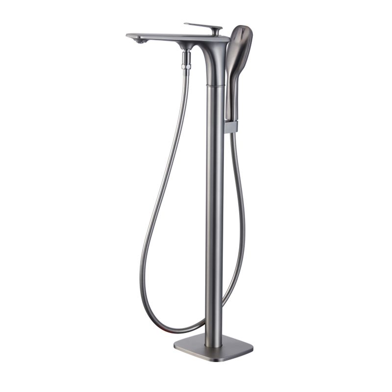 Floor Mounted Copper Freestanding Tub Filler Swivel High Arc Tub Filler Trim