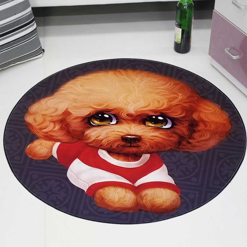 Cute Pet Patterned Rug Multi Colored Cartoon Carpet Cotton Stain Resistant Non-Slip Backing Pet Friendly Rug for Bedroom