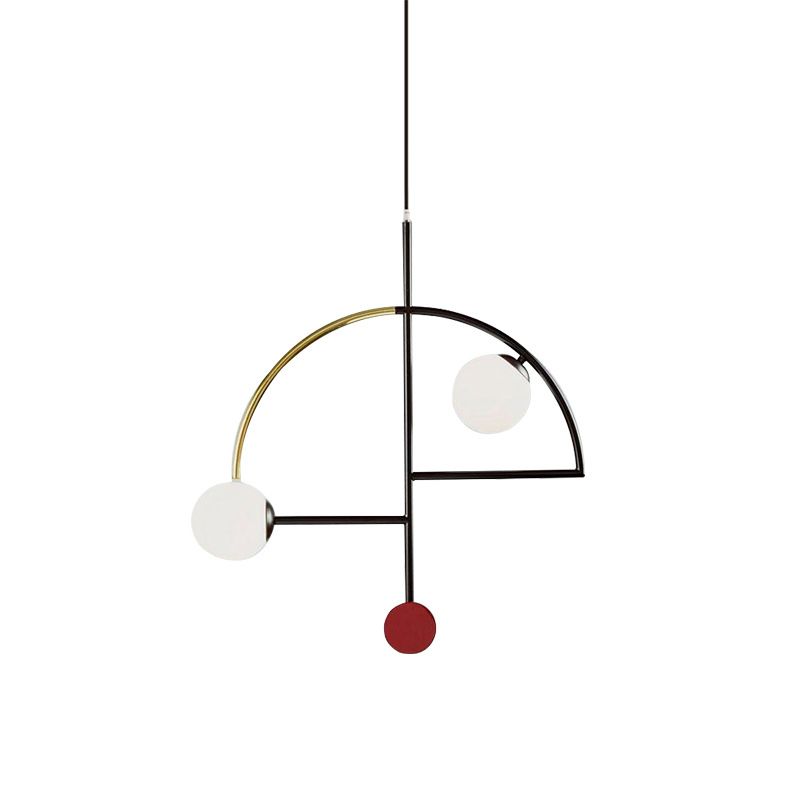 Schwarz-Gold-Hemisphäre Decke Kraut Kronleuchter Moderne Metall 2 Head Open Kitchen Lighting Ideen