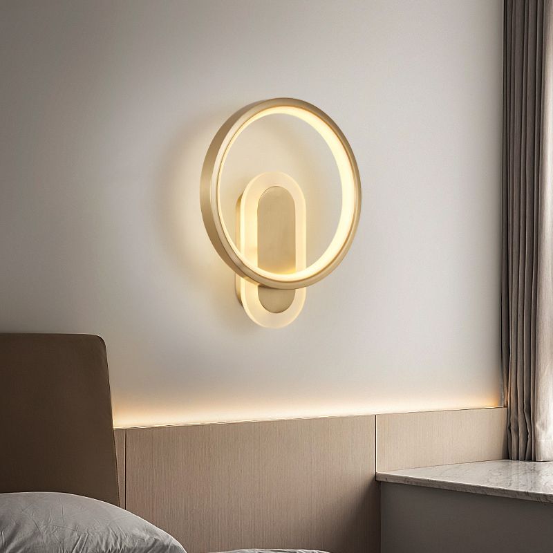 2-Light Round Wall Sconce Light Modern Metal Wall Sconce Lighting