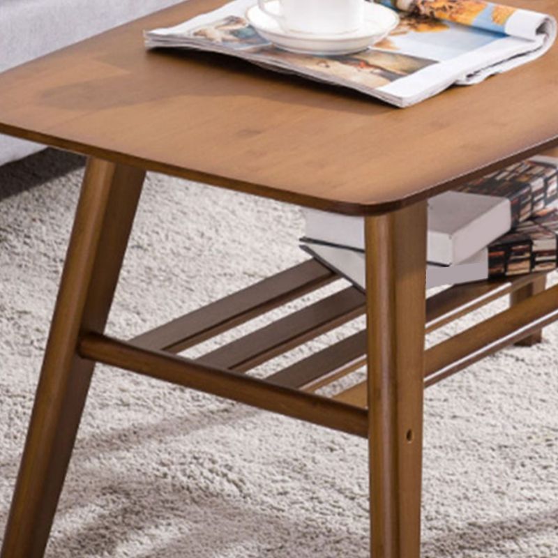 Nordic Style Rectangular Solid Wood Table 4 Legs Base Coffee Table