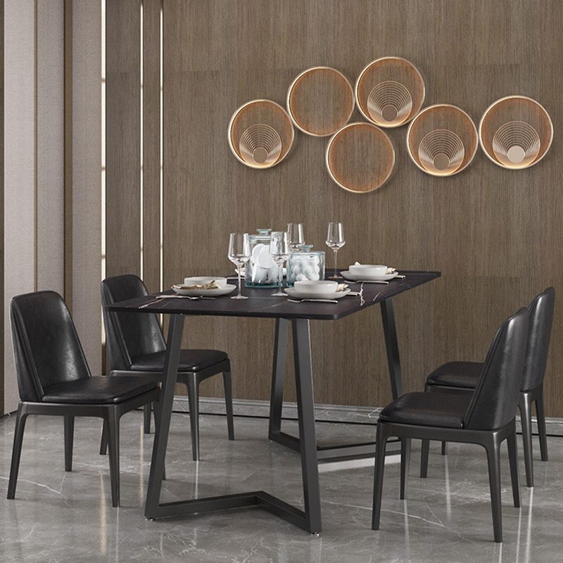 Modern 1/2/5/7 Pieces Black Dining Set Rectangle Sintered Stone Dining Table Set