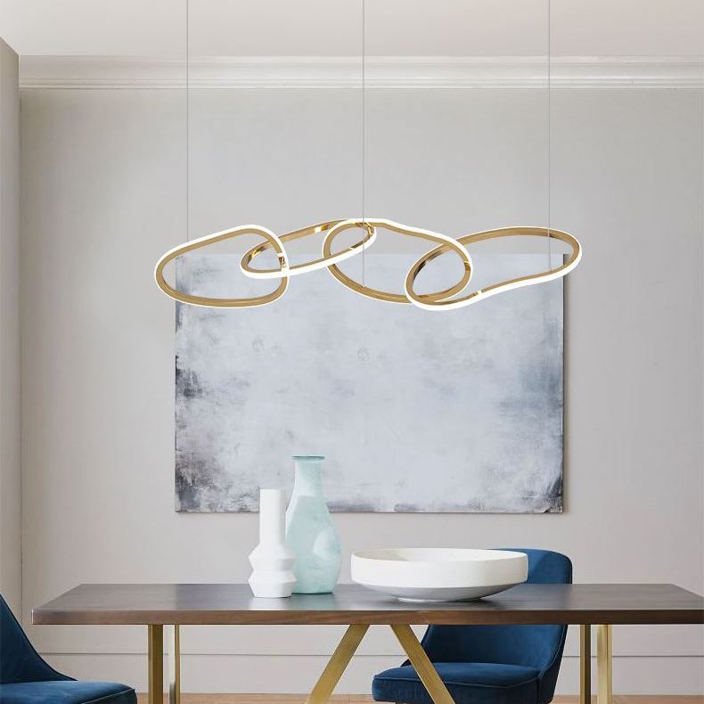 Illuminazione a sospensione lineare metallica moderna lampadario isola illuminazione