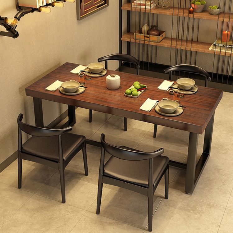 Industrial Dinning Table with Wood Rectangle Dining Table for Kitchen