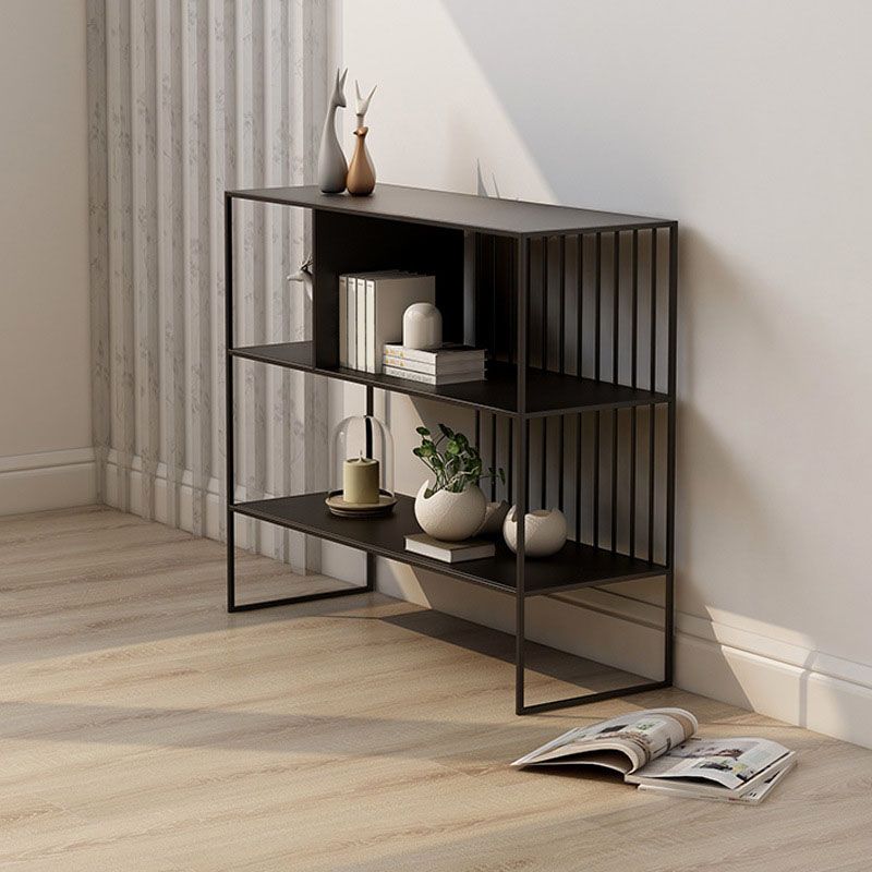 Modern Iron Open Storage Console Sofa Table Rectangle End Table with Shelves for Hall