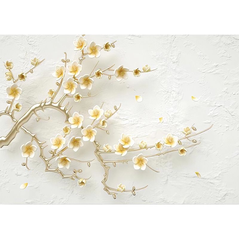 Traditional Beige Magnolia Wall Decor for Commercial Use, Non-Woven Material