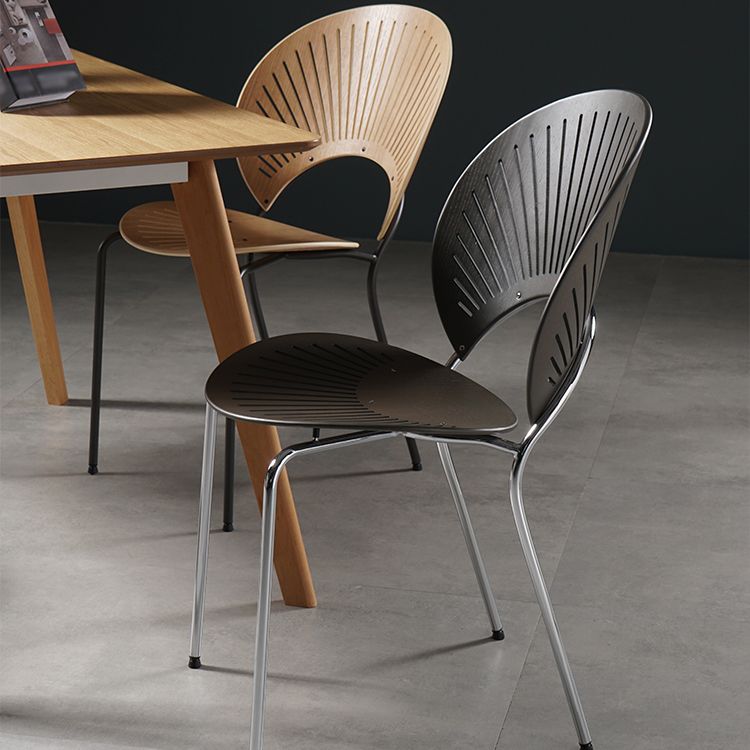 Silla de comedor de metal contemporáneo para uso doméstico Silla lateral de comedor con respaldo abierto