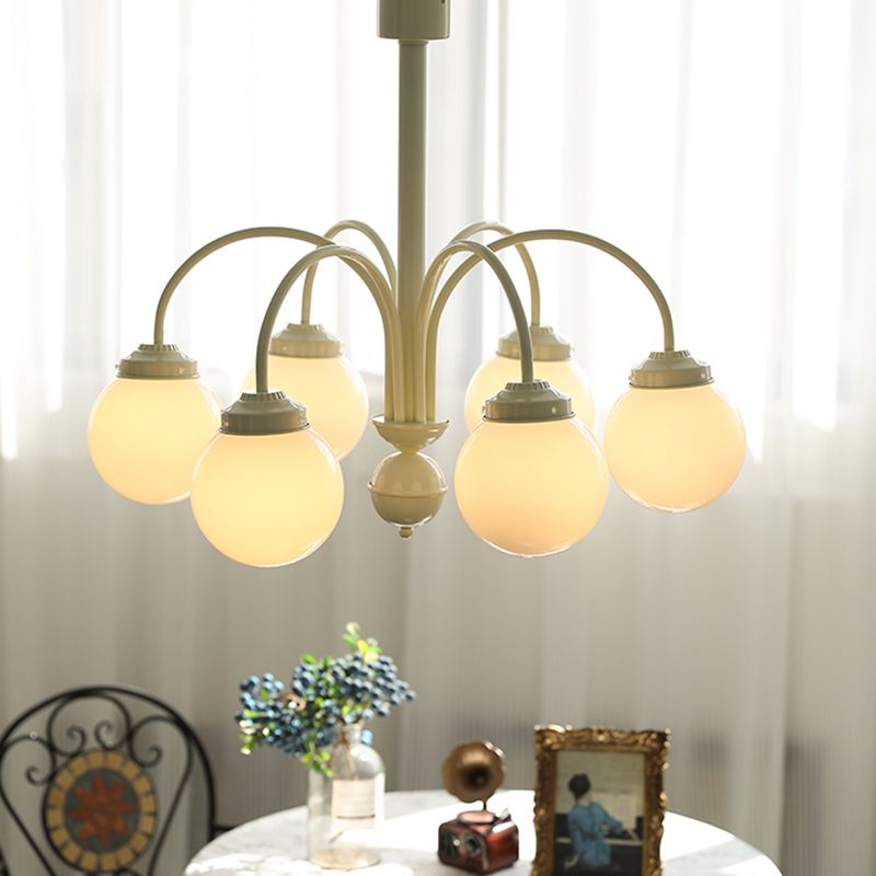 Luci a soffitto a sospensione di crema nordica Global Glass Cionsent lampadario per soggiorno
