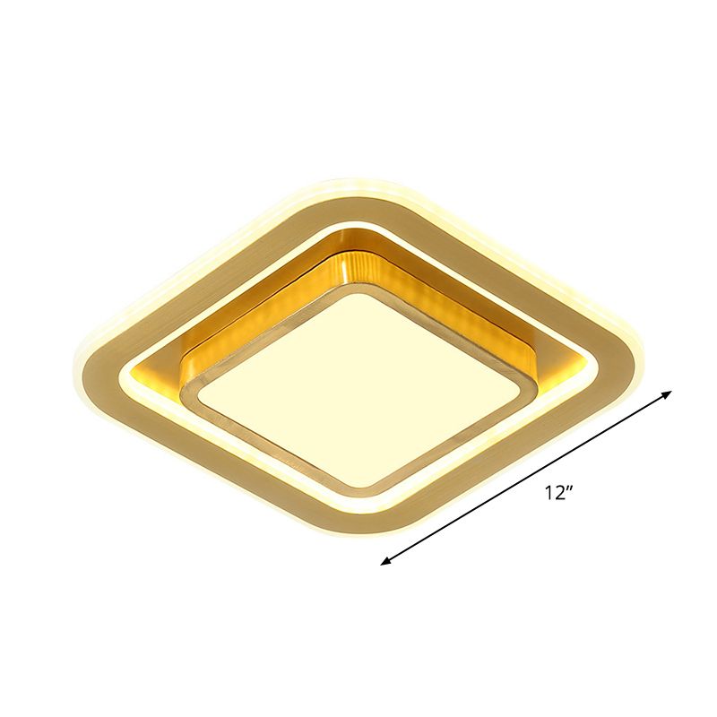Squared Acrylic Ceiling Mounted Light Simplicity LED Gold Flush Mount Lamp for Hallway
