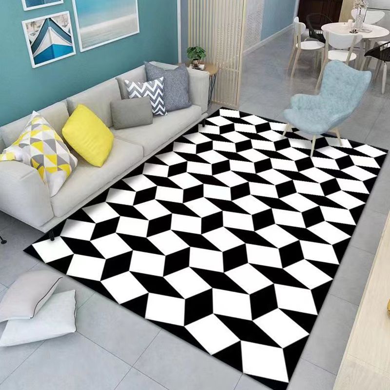 Polyster Contemporary Geometric Print Indoor Rug Non-Slip Backing Rectangle