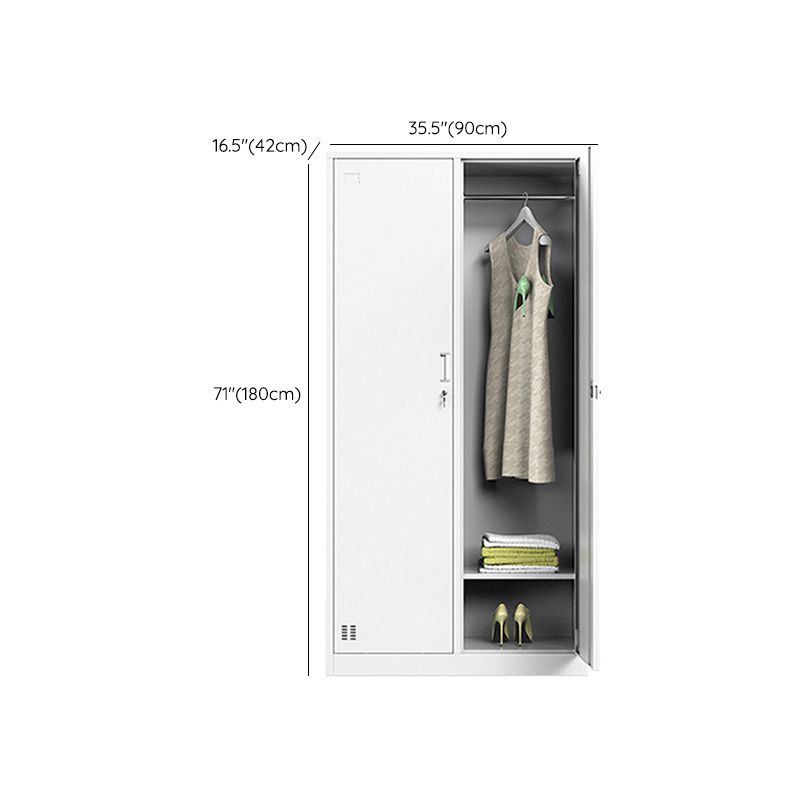 White Steel Cabinet with Hinged Doors Modern Storage Cabinet