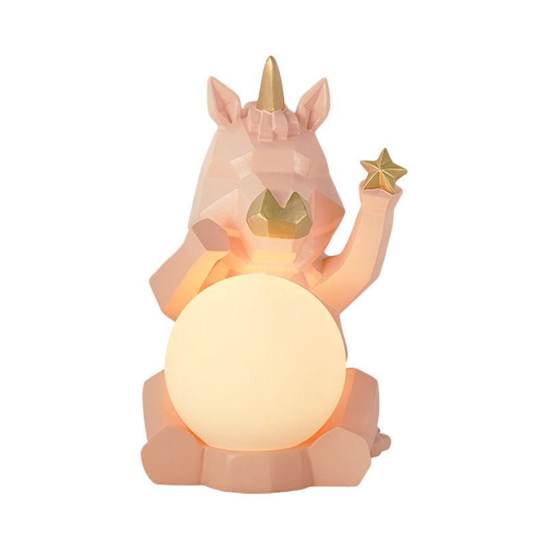 Lámpara de mesa de dormitorio LED de resina LED de alta noche de dibujos animados/conejo/unicornio