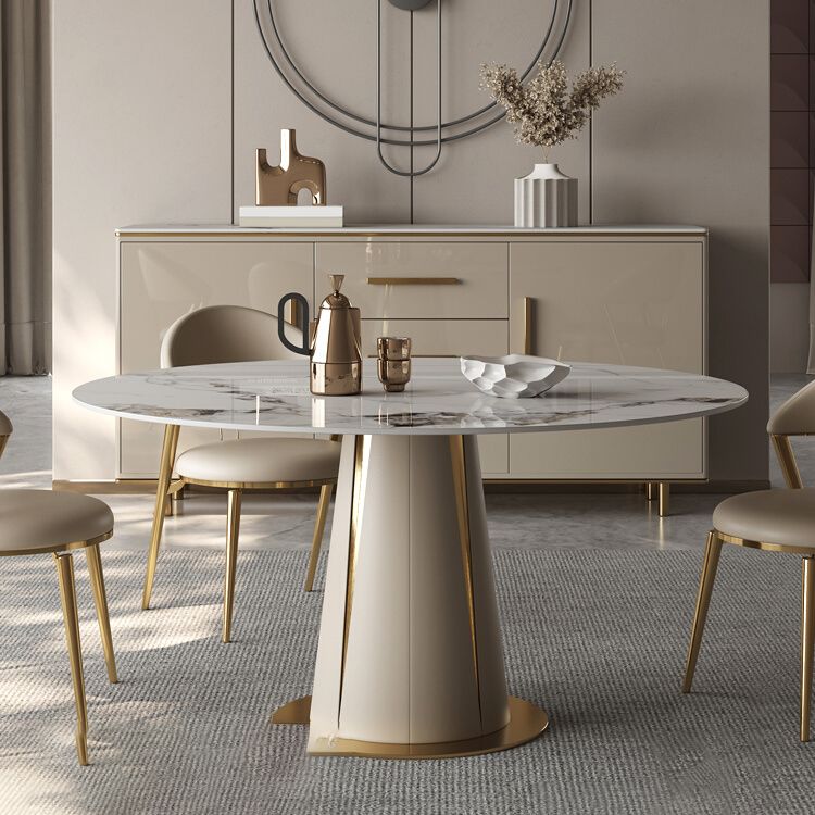 Kitchen Stone Round Dining Table Dining Room Pedestal Dinner Table
