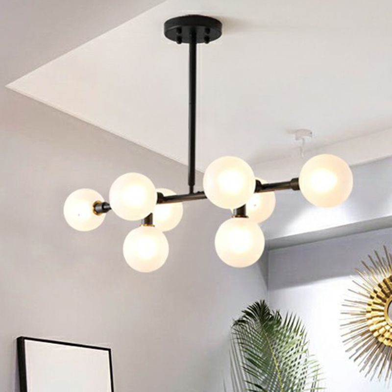 Glass Mini Globe Hanging Light Nordic 8 Lights Black Island Lighting Fun per ristorante