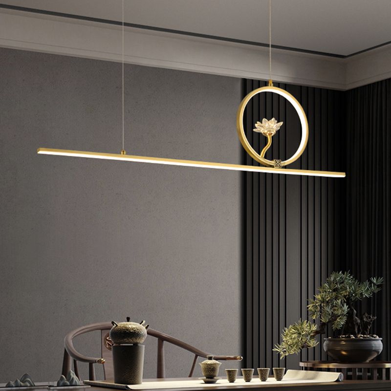 Luminaires de l'île linéaire Métalme moderne 2- Éclairage de l'île à thé léger