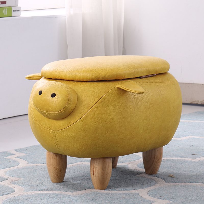 Contemporary Standard Ottoman Specialty Faux Leather Upholstered Pouf