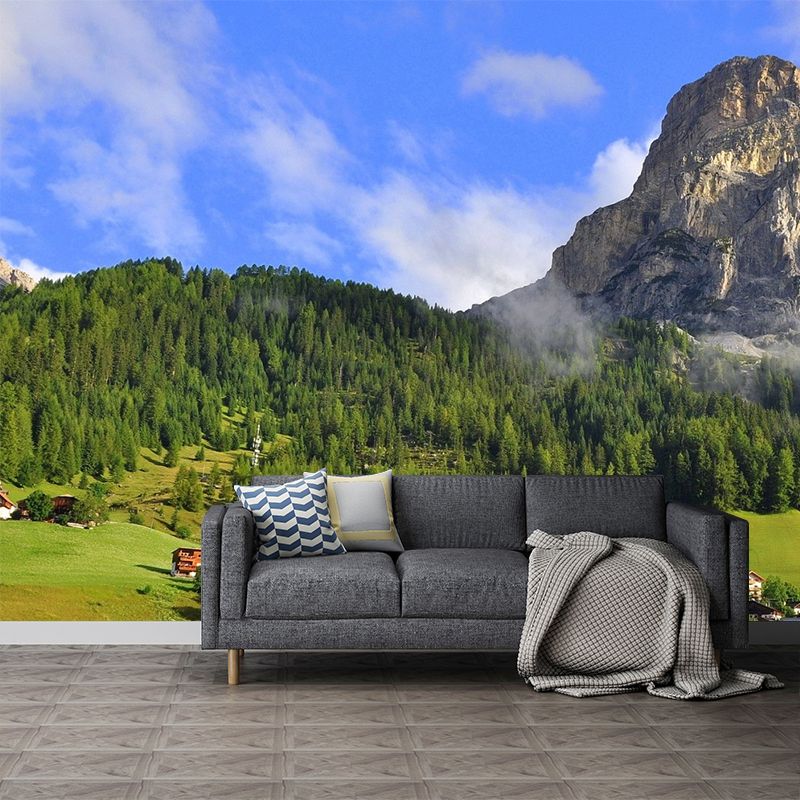 Picturesque Landscape Wall Paper Mural for Home Village at Mountain Foot Wall Decor, Optional Size