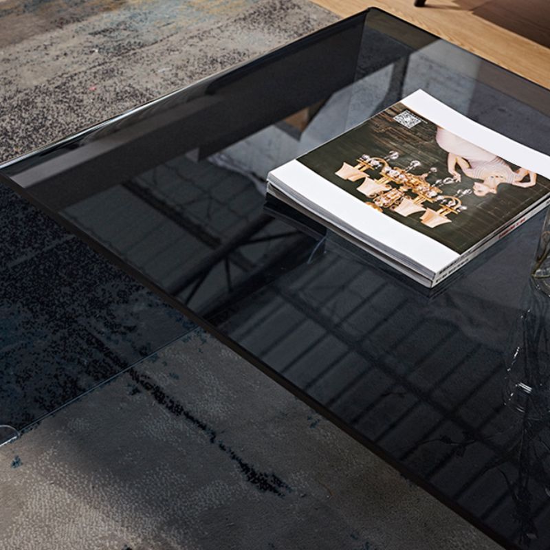 Modern Rectangle Glass Coffee Table Sled Base Cocktail Table
