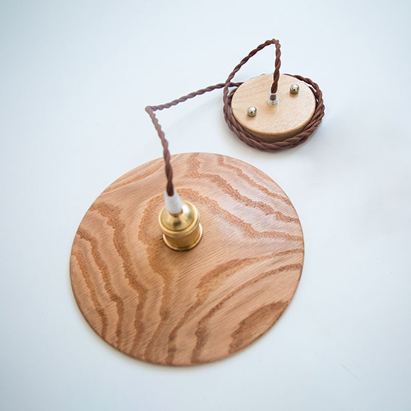 Flying Saucer Wooden Hanging Lighting Nordic 1 Bulb Pendant Light for Dining Room