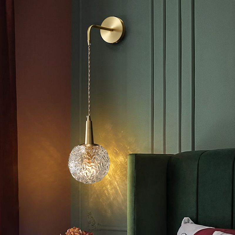 Nordic Style Crystal Wall Light Gold Globe Wall Sconce for Living Room