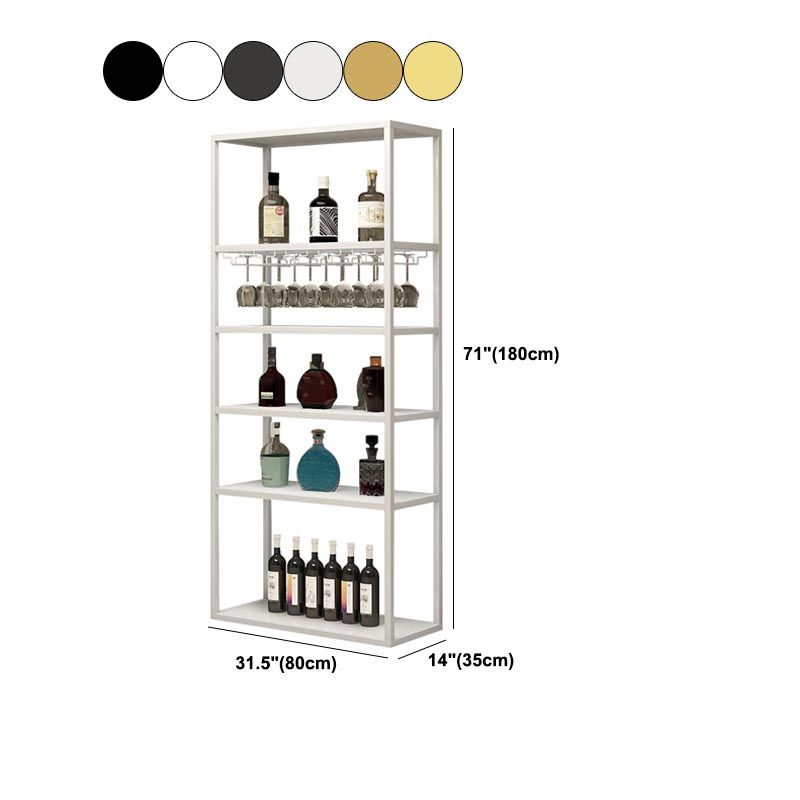 Metal Floor Wine Bottle & Glass Rack Modern Wine Holder Rack with Shelf
