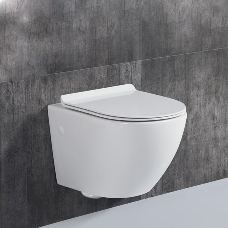 Modern Wall Mount Toilet White Toilet Bowl with Seat for Washroom