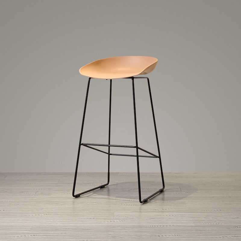 Contemporary Plastic Dining Stools Armless Bar Stools with Footrest