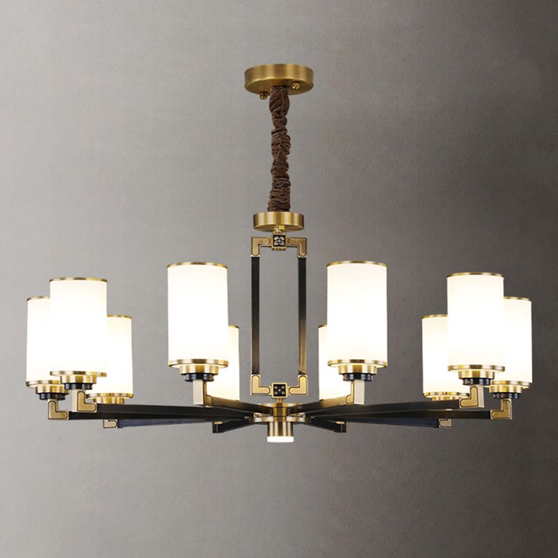 Witte glazen cilinder plafond hanger moderne stijl multi -lights kroonluchter verlichting