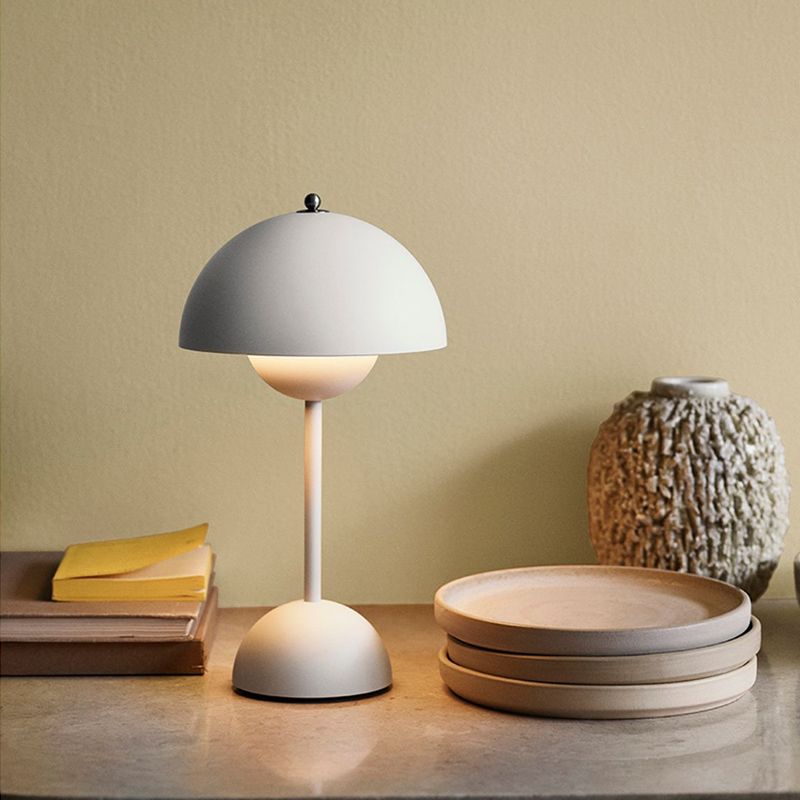 Modern Style Dome Night Table Lamp Metal One Light Nightstand Lamp