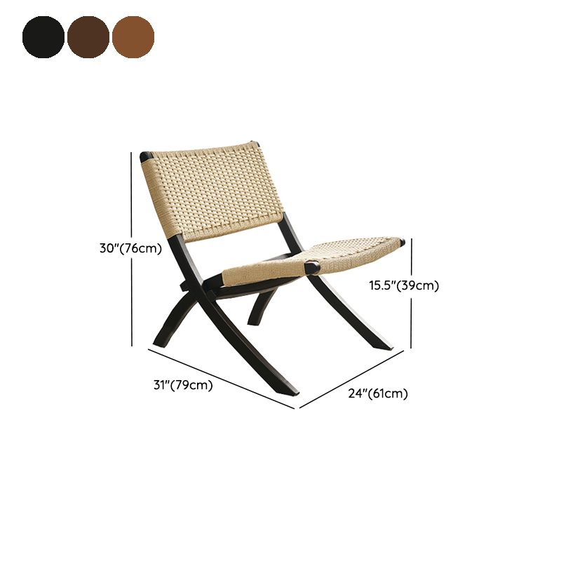Solid Wood Chair Woven Back Lounge Accent Chair for Living Room