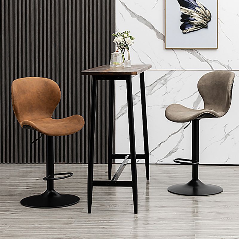 Scandinavian Metal Barstool Adjustable PU Leather Barstools in Matte Finish for Indoor