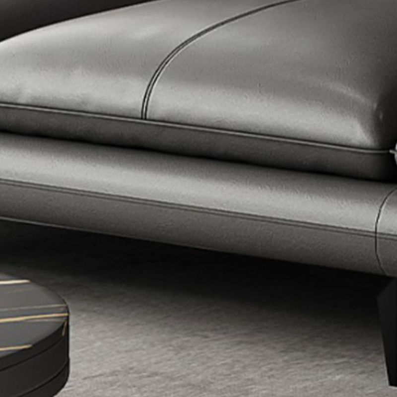 Modern Cushions Flared Arm Seating Living Room Faux Leather Stationary Sofa