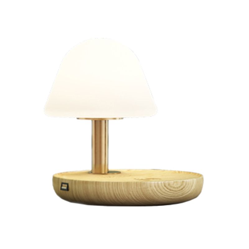Lámparas de mesa nocturna de champiñones Modernas luces de 1 luces de noche con sombra de vidrio blanco para dormitorio
