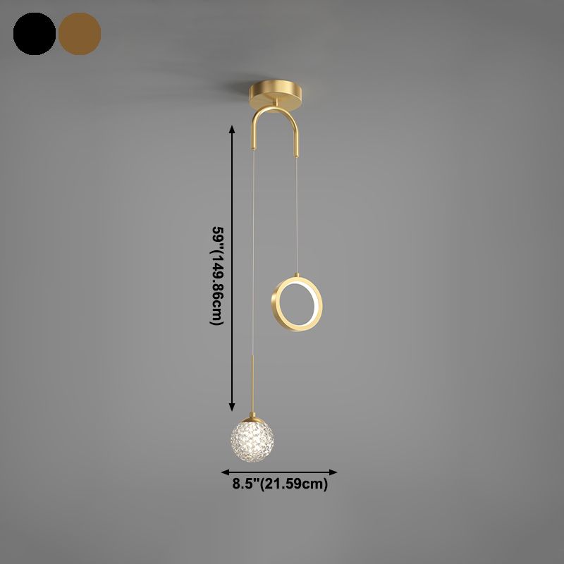 Ball Shape Glass Hanging Light Modern Style 2 lumières suspendues luminaire