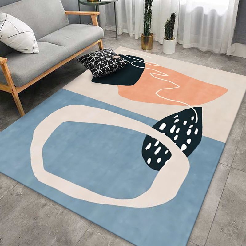 Orange Modern Carpet Polyester Color Lump Carpet Non-Slip Backing Carpet for Home Decor