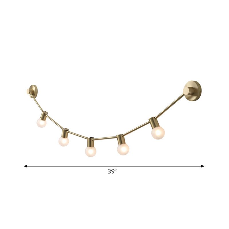Frosted Glass Bubble Wall Light 5-Light Post Modern Wall Mounted Lamp in Gold