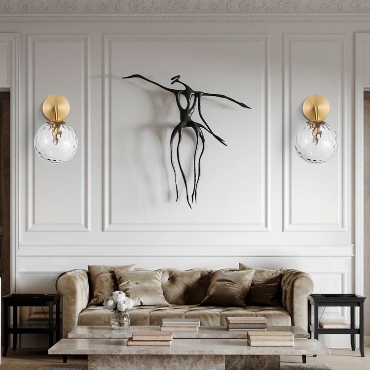 Orb Leuchtenbeleuchtung industriell geblasenes Glas 1-Licht-Wandlampen in Gold und Schwarz