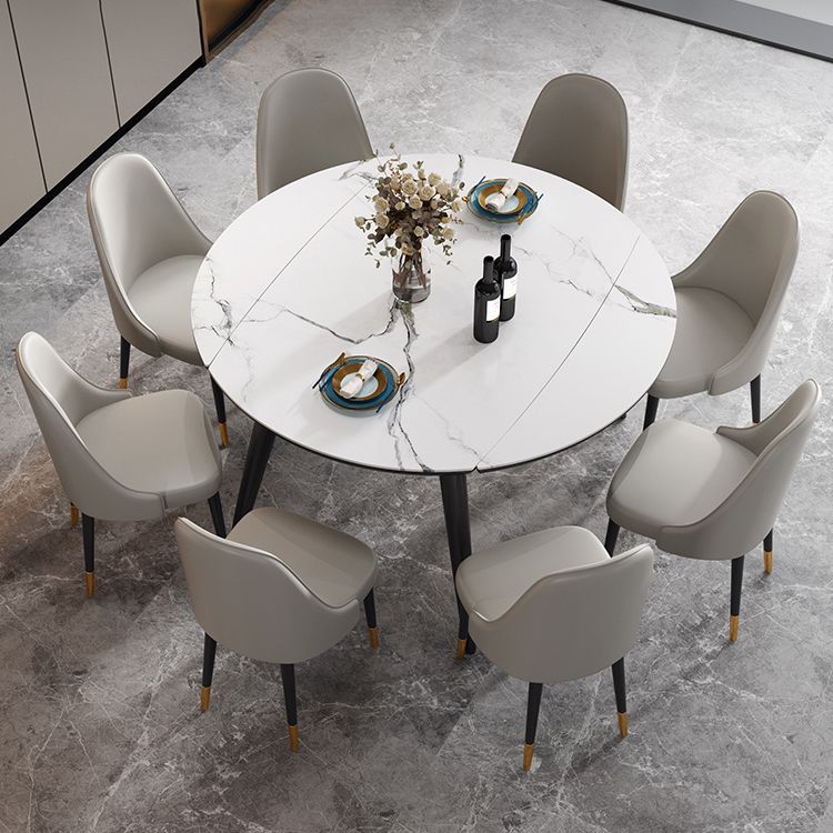 Sintered Stone Top Extendable Round Table for Restaurant Modern Dining Table with 4 Legs