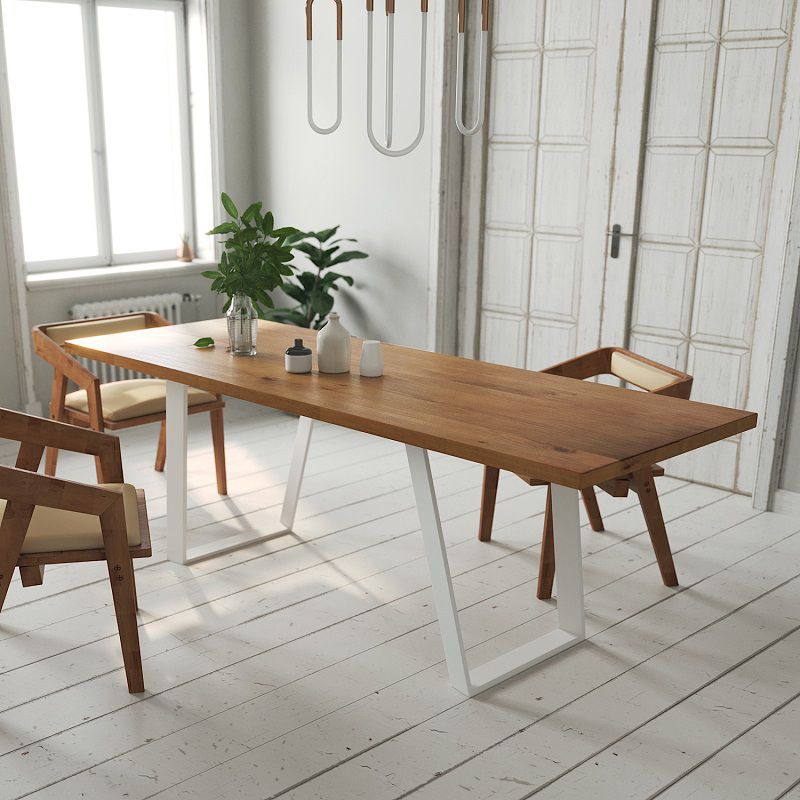 1/2/3/4 Pcs Pine Wood Industrial Dining Set with Rectangle Table Dinette Set