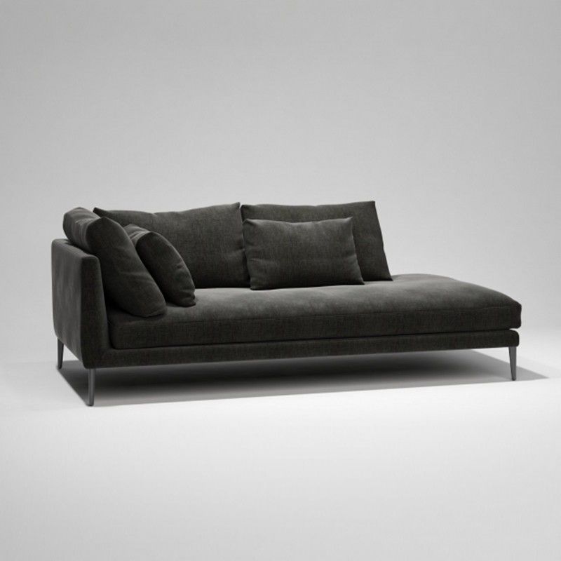 One Armed Contemporary Chaise Rolled Arms with Legs for Living Room