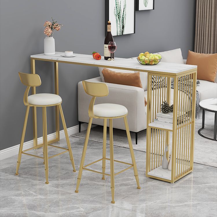 1/2/3 Pieces Bar Table Set Modern Rectangle Sintered Stone Bar Table with Low Back Stools