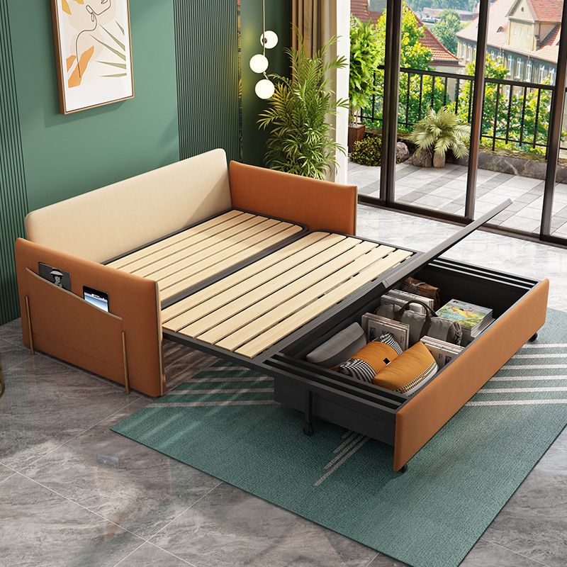 Yellow Faux leather Sofa Bed 36.22" Wide Contemporary Foldable Sleeper Sofa