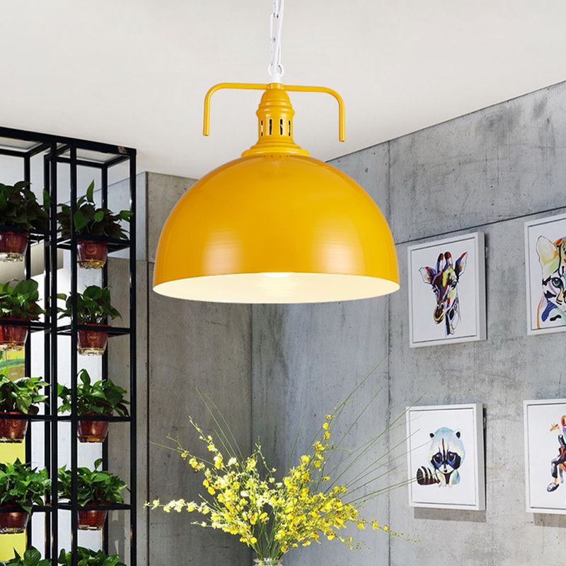 12 "/16" W ciotola soggiorno illuminazione a sospensione industriale Metallico 1 Finitura appesa rossa/gialla leggera/ruggine