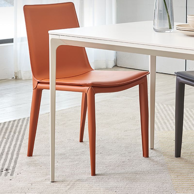 Metal Modern Indoor Side Chair Solid Back Dining Chair with 4Legs