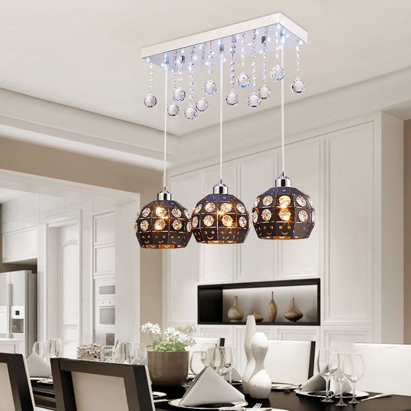 Salle à manger à teinte mondiale Crystal Crystal 3-Light Pendant moderne Lampe